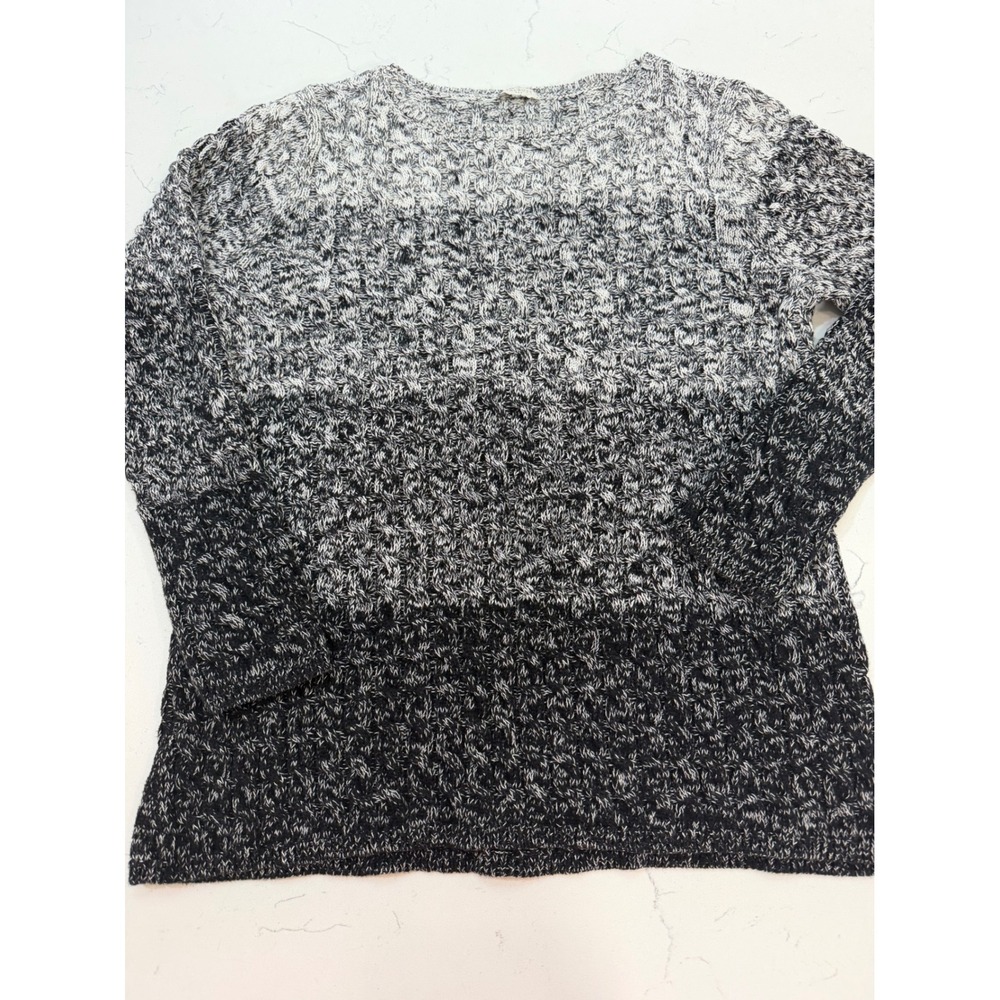 Talbots Ombre Cable Knit Sweater Womens Black Grey Cotton Pullover L